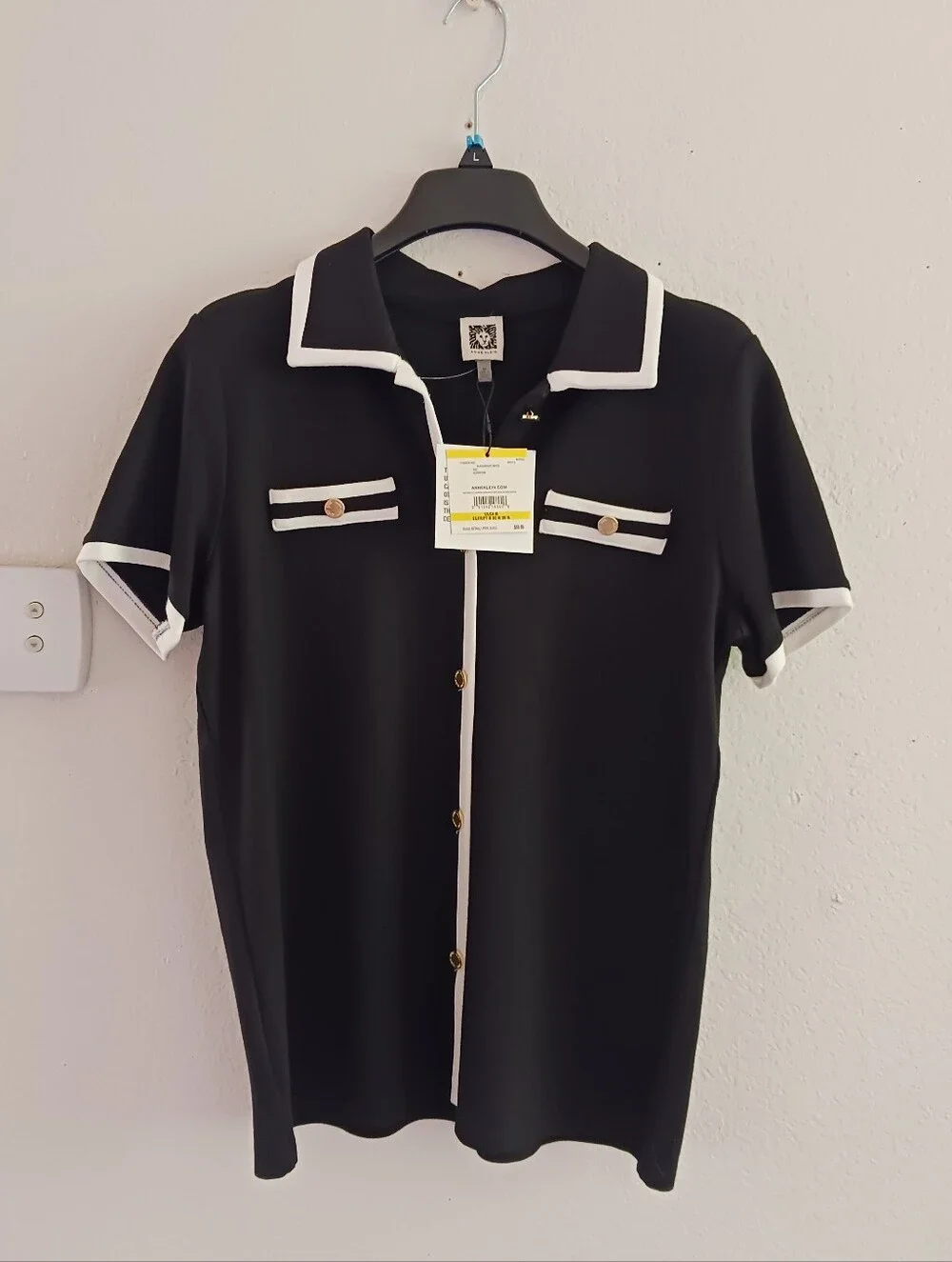 Anne Klein Contrast Short Sleeve Polo Top